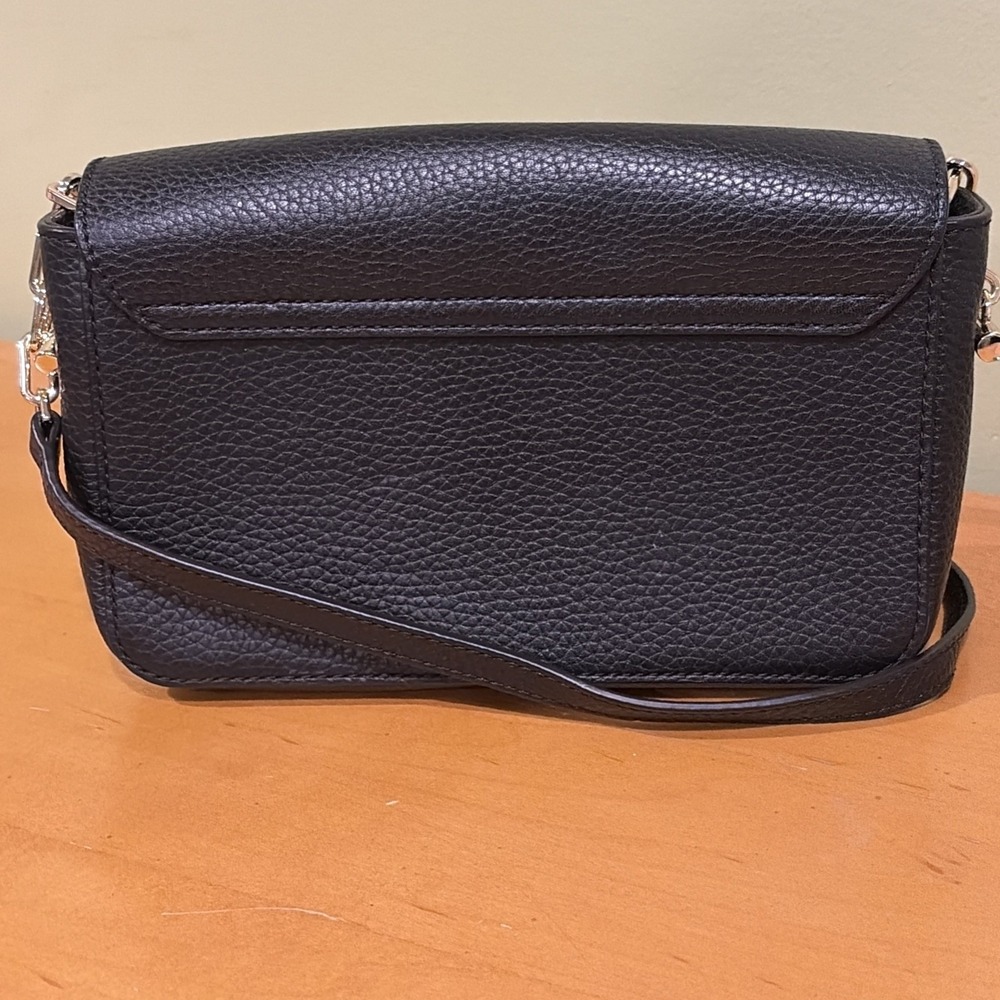Tory Burch Thea Pebbled Leather Flap Crossbody Black EUC Quiet Luxury - Picture 7 of 8